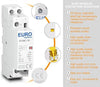 EuroControls Euro Modular Power Contactor ECMC Series - Volts 230 AC - Copper coil heavy duty - Low switching noise - Din mounting compact size - fits in MCB Distribution box (18A 2NO 2Pole 230v)