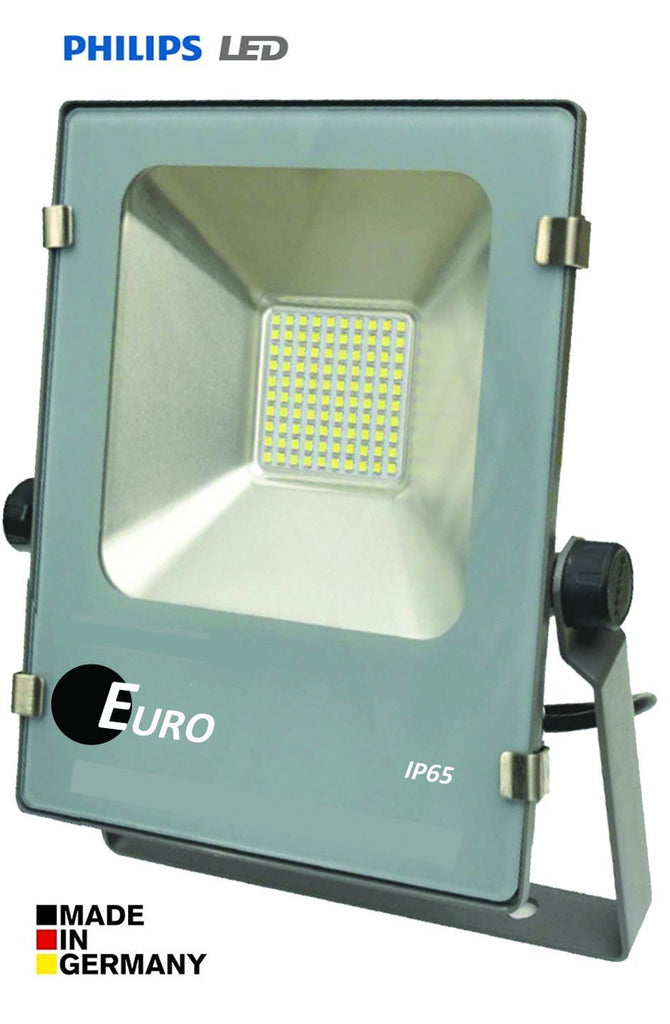 Amazon import - Euro Tempo Led Flood light 60 watts - Philips LED - Made in Germany - White Focus - Waterproof IP65 - IK07 - 4kv surge protected - Multi angle mounting bracket