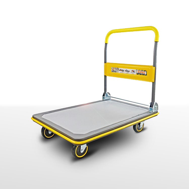 Euro USA Portable Trolley Carbon Steel M Series 3ft × 2ft - Heavy Duty 400kg rated - USA - Collapsible Hand Rail - Durable Noiseless Sillicon Wheels - High Ground Clearance - Anti Skid Platform
