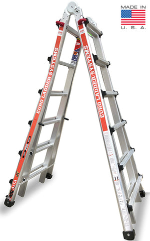 Euro Alta MT22 5ft to 20ft Aluminium ladder - Height Adjustable 24 ladders in 1 -Wheel kit - Aerospace Grade Aluminium