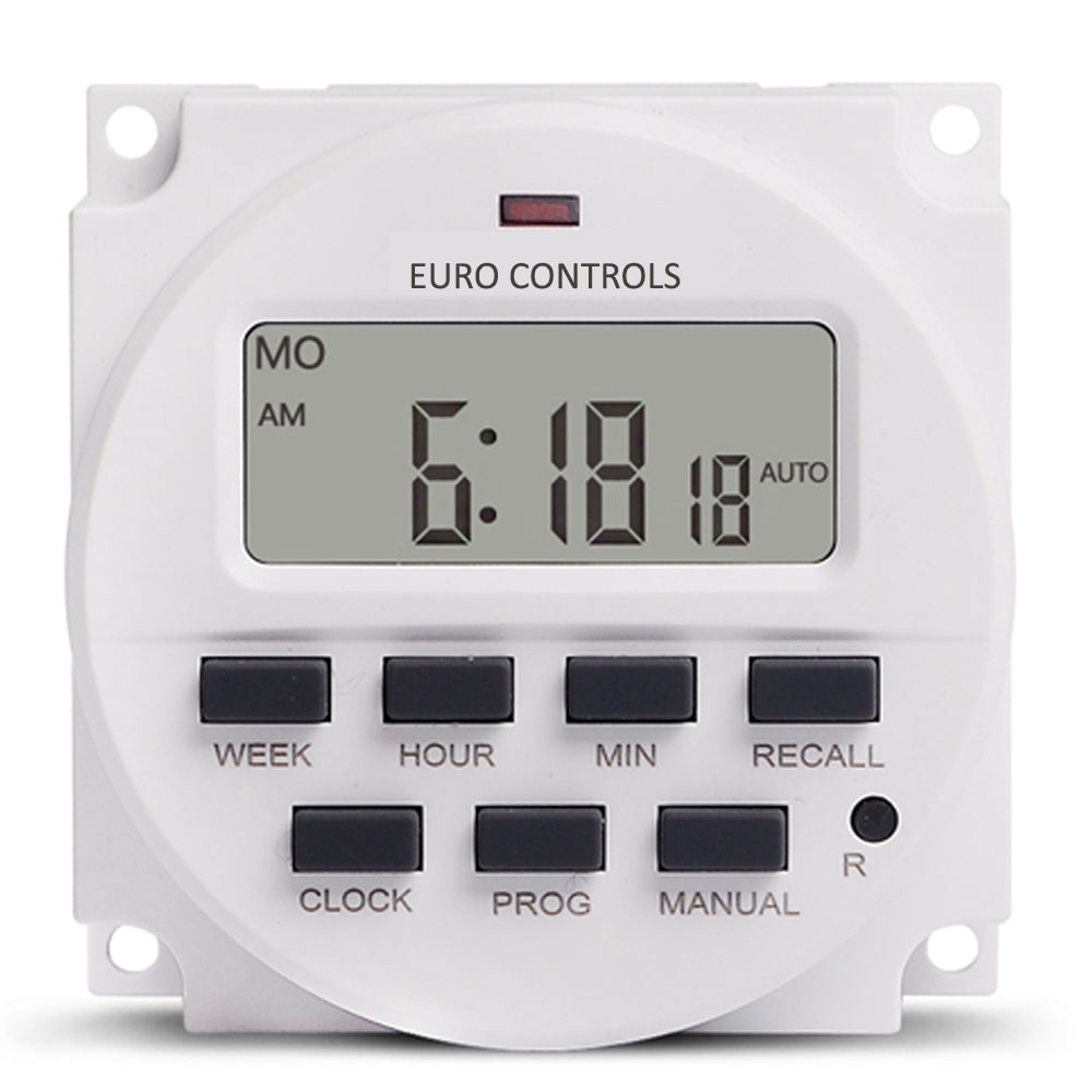 Euro Controls Frontier TM618H-2 16 Amps - 4 pin - Made in Taiwan - AC 250 Volt - High Quality Digital Programmable Timer - 18 Programs - Rechargeable battery