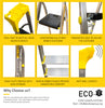 Euro ECOx 5 Step ladder - Tool Tray - Aerospace Grade Ultralight Aluminium - Heavy duty platform Aluminium Ladder