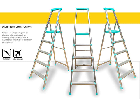 Euro Pro Household Aluminium Step ladder 4 Steps - Made in Usa -Turquo ...