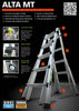 Euro SnapLock Made in USA Alta MTX-17 - A-FRAME -9 ft to 17 ft Aluminium Multipurpose ladder - Extra Heavy Duty - Snap Locking - Wheel Kit - Palm buttons