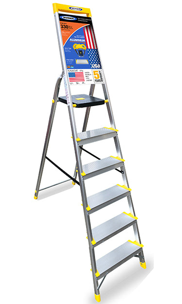 Werner Made in USA 6 Step Aluminium Ladder - Heavy Duty - Tool Tray - Extra Wide Rung - Aerospace Aluminium - Top seller (World No.1 in ladders)
